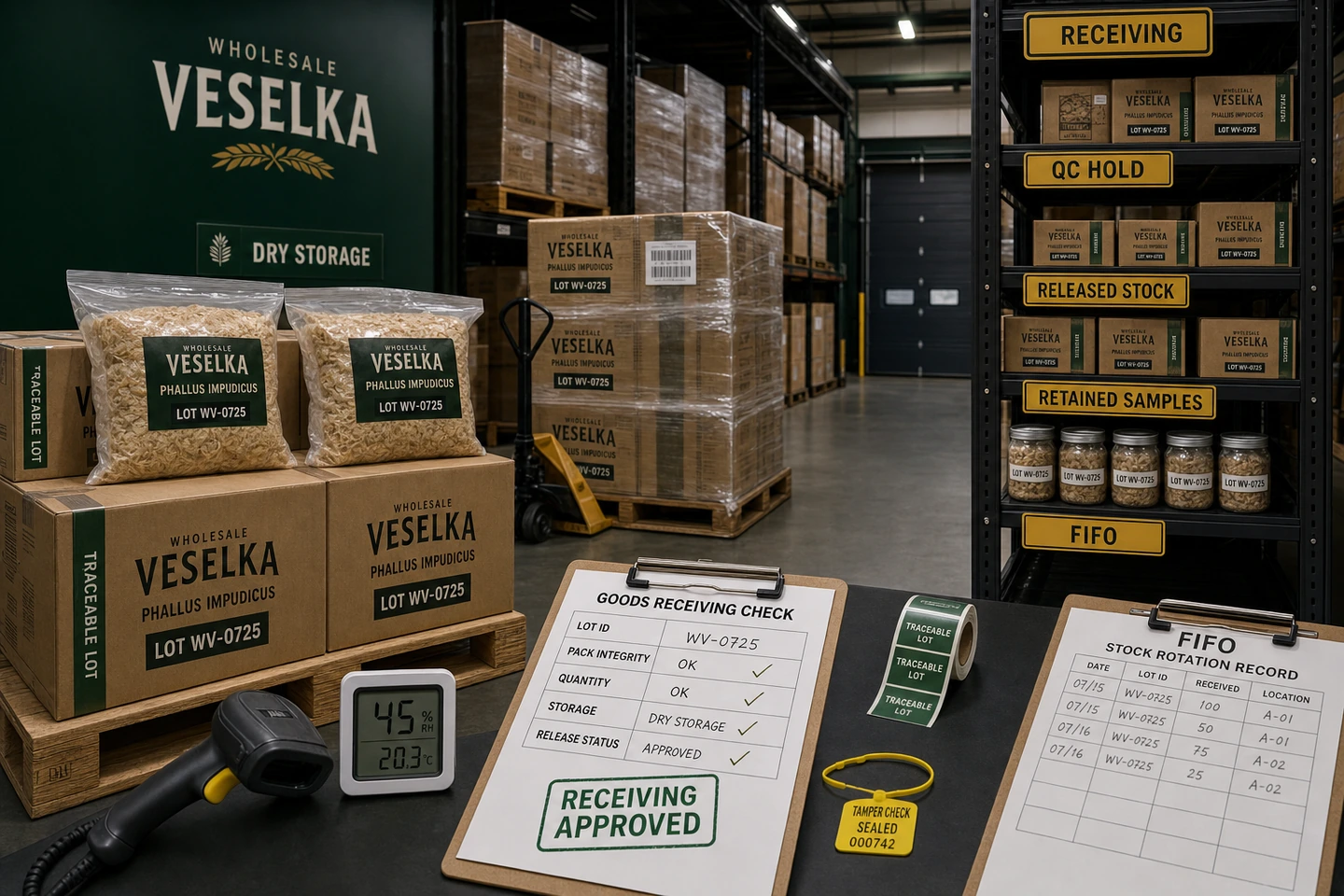 Warehouse Storage and Traceability for Veselka Products - professional Veselka wholesale visual